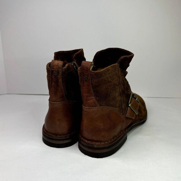 Trask Naomi Suede Brown Ankle Boots Low Cut Booties Buckle Leather Comfy NWOT - Picture 4 of 12